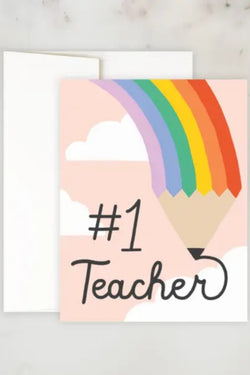 Teacher Rainbow Pencil Card