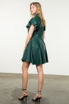 Flutter Sleeve Button Leather Dress