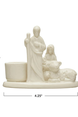 Stoneware Nativity Taper Holder