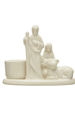 Stoneware Nativity Taper Holder