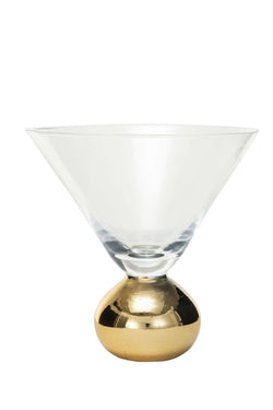 12 oz. Martini Glass w/ Gold Electroplated Ball Stem