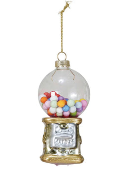 Glass Gumball Machine Ornament w/ Glitter