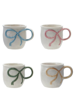 18 oz. Stoneware Mug with Bow Handle, 4 Colors