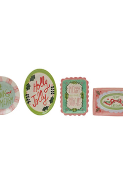 Stoneware Dish with Holiday Saying, 4 Styles ©