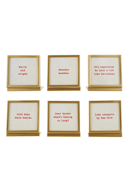 Metal & Glass Frame with Easel & Saying, 6 Styles (Holds 3" Square Photo)