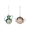 Hand-Painted Glass Teapot Ornament with Flower