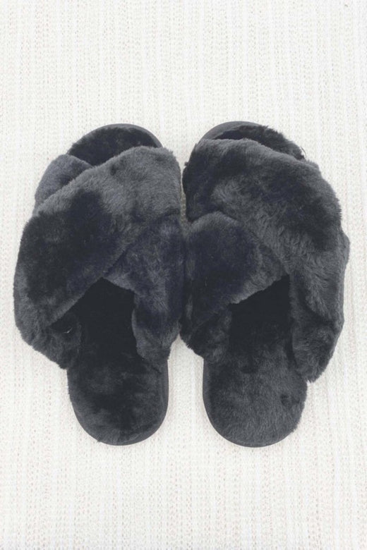 Solid Faux Fur Slippers