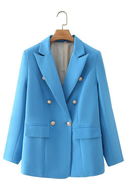 Blue Notched Collar Jacket