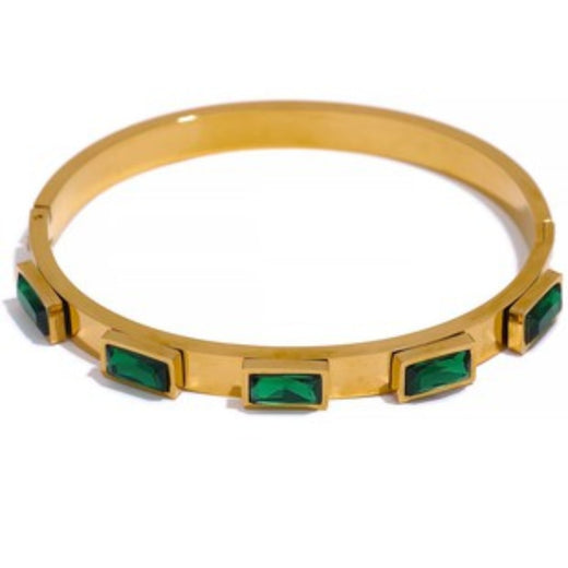 Green Stone Bangle Bracelet