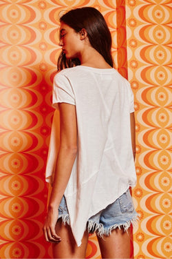 Asymmetrical Hem Solid Knit Top With Raw Edges
