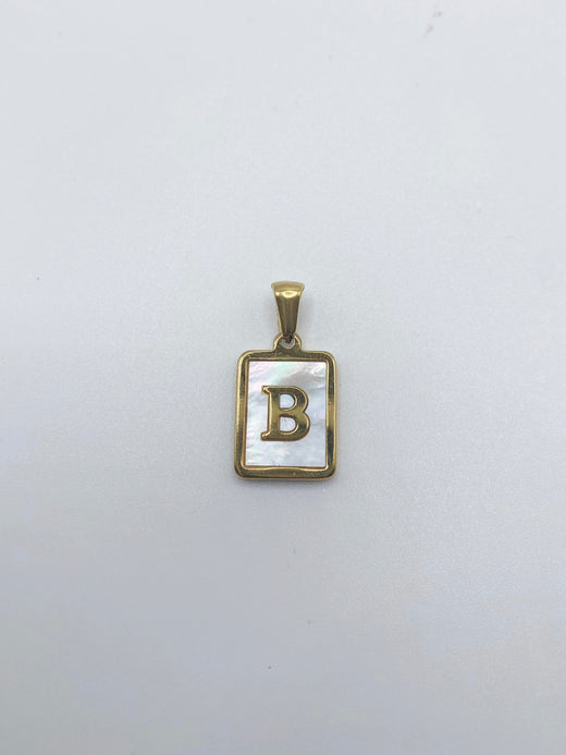 Initial Charm- Rectangle Mother of Pearl