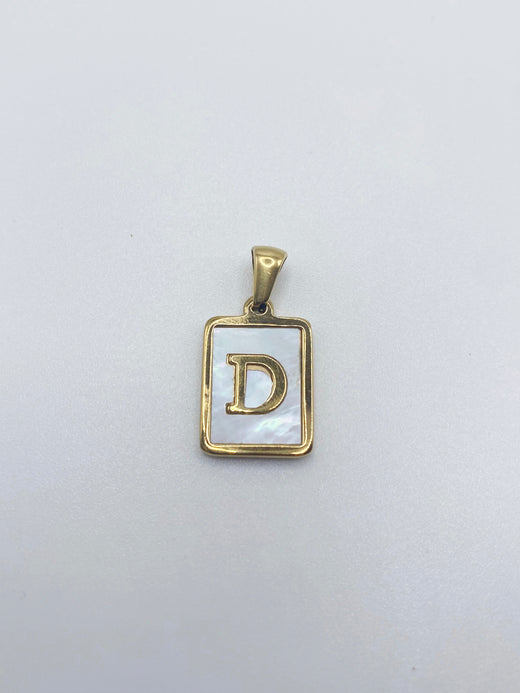 Initial Charm- Rectangle Mother of Pearl