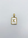 Initial Charm- Rectangle Mother of Pearl