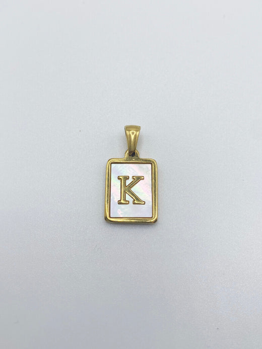 Initial Charm- Rectangle Mother of Pearl