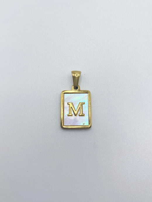 Initial Charm- Rectangle Mother of Pearl