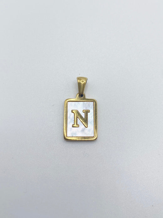 Initial Charm- Rectangle Mother of Pearl