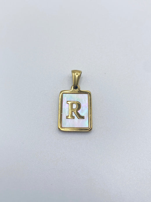 Initial Charm- Rectangle Mother of Pearl