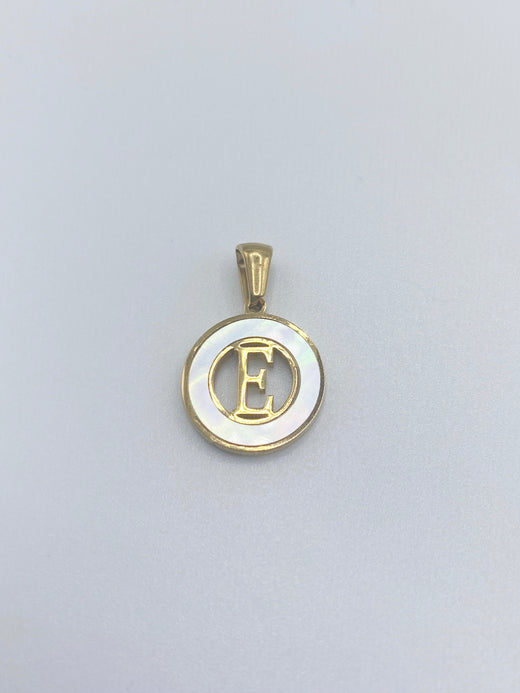 Initial Charm- Round Mother of Pearl