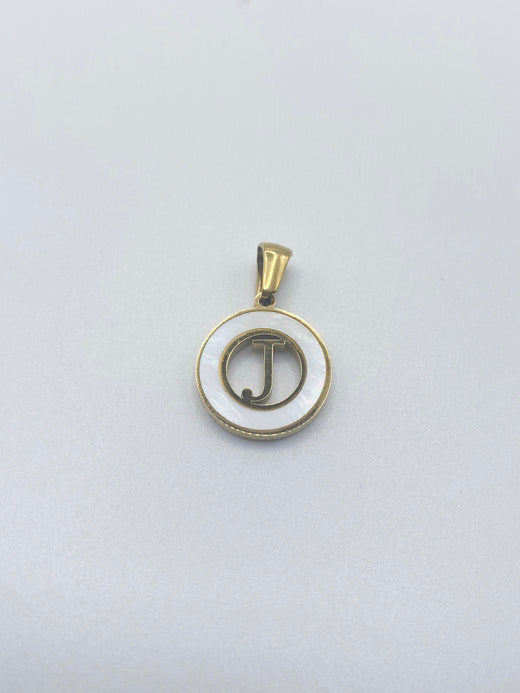 Initial Charm- Round Mother of Pearl