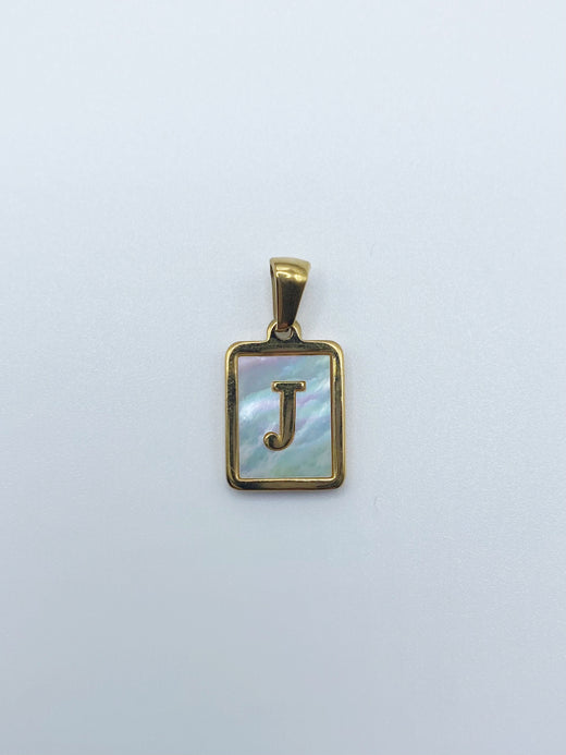 Initial Charm- Rectangle Mother of Pearl