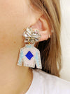 Derby Jockey Silks Blue Diamond-Aqua-Blush Earrings
