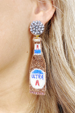 Ultra Bottle Hand  Beaded Earrings