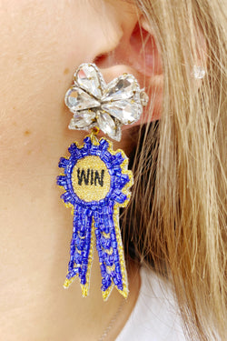 Derby Blue Ribbon Earrings