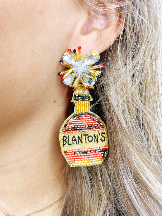 Blanton's Bourbon Hand Beaded Earrings