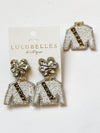 Derby Jockey Silks Gold/Silver Sash Earrings