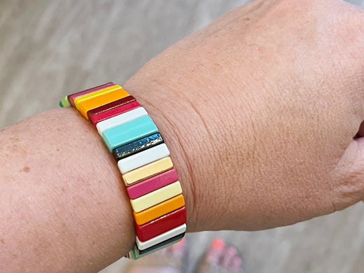 Multicolor Tile Stretch Bracelets