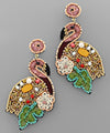 Colorful Beaded Bird Earrings