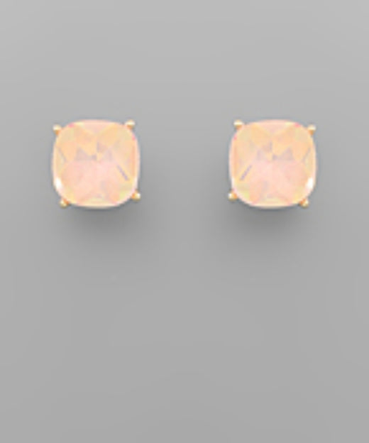 14mm. Thick Glass Bead Square Stud