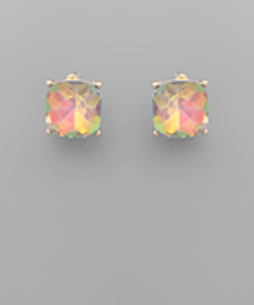 14mm. Thick Glass Bead Square Stud