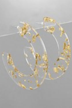 Gold Flake Circle Acrylic Hoops