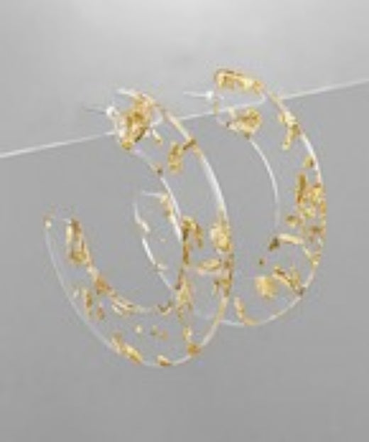 Gold Flake Circle Acrylic Hoops