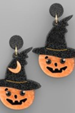 Pumpkin & Moon Hat Earrings