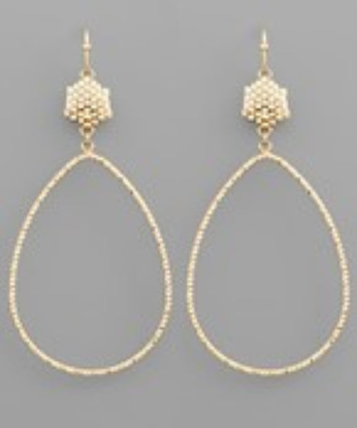 Beaded Hexagon and Teardrop Earrings