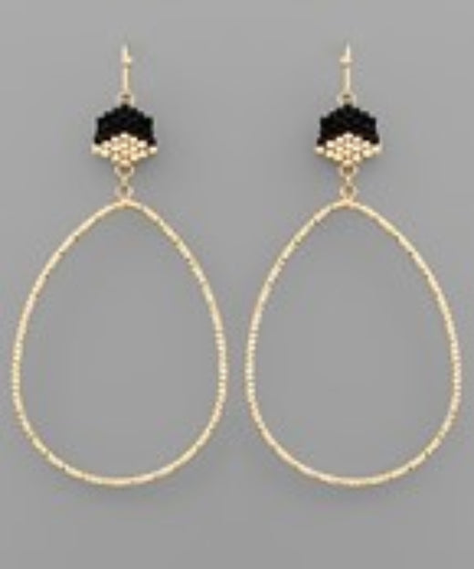 Beaded Hexagon and Teardrop Earrings