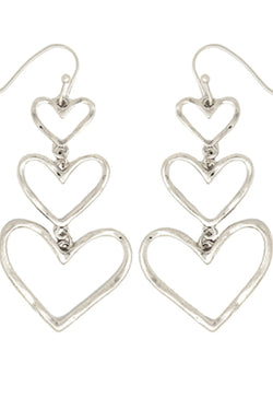 Triple Heart Link Drop Earrings