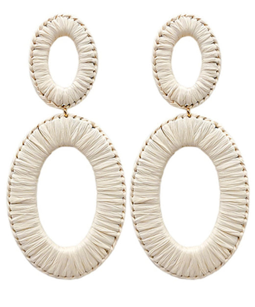 Raffia Wrapped Oval Earrings