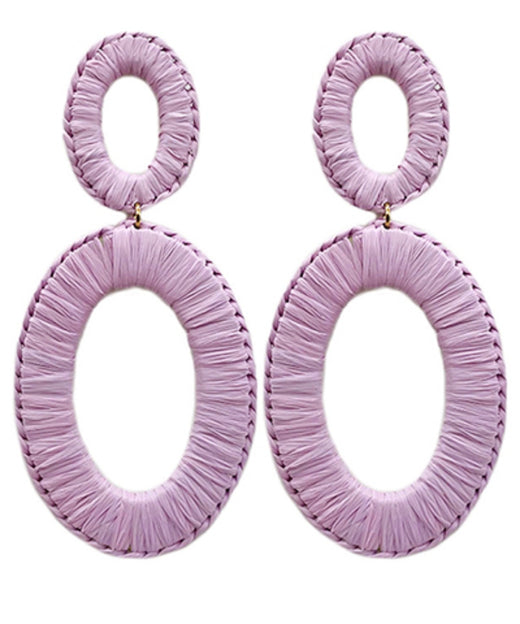 Raffia Wrapped Oval Earrings