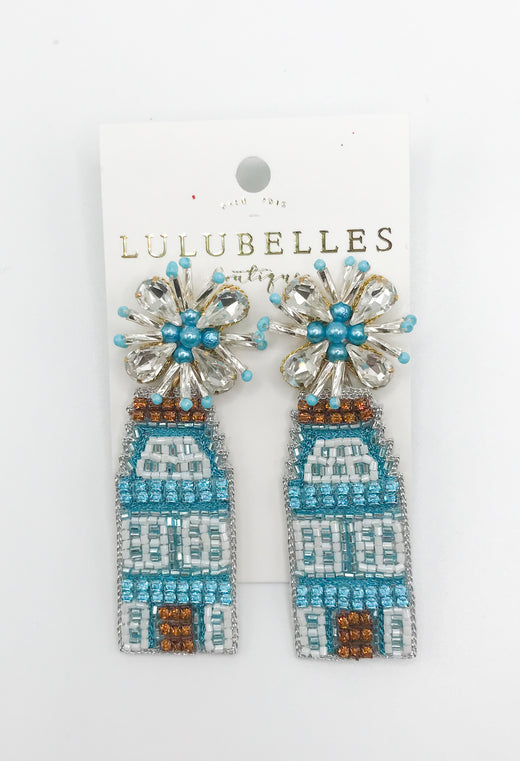 Hand Beaded House Earrings