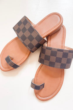 Designer Inspired Checkered Sandals