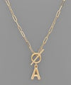 Gold Initial Toggle Necklace