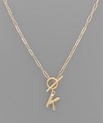 Gold Initial Toggle Necklace