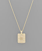 Brass Rectangle Initial Necklace