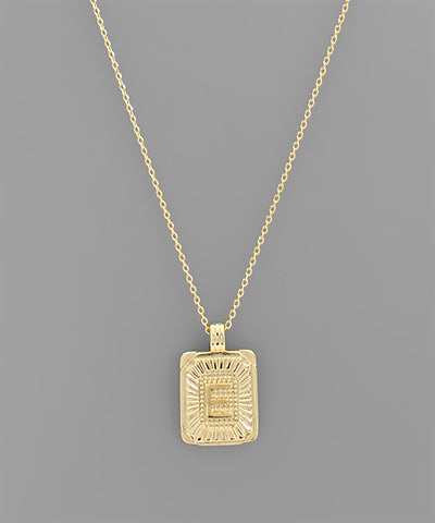 Brass Rectangle Initial Necklace