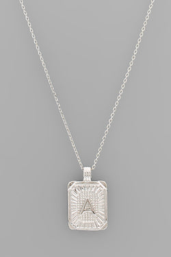 Silver Rectangle Initial Necklace