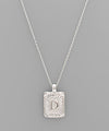 Silver Rectangle Initial Necklace