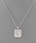 Silver Rectangle Initial Necklace